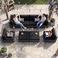 NICESOUL 8 Piece Outdoor Patio Set, 29.3'' High Back Extra Large Wicker Patio Furniture, Deep Seating Comfy L Shaped Modular Sectional Set of 8, Modern Wide Conversation, 2 Color Cushion Black & Gray