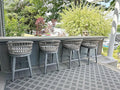 PURPLE LEAF Outdoor Rattan 29" Bar Stools Set of 2, Modern Boho Aluminum Patio Bar Height Chair with Cushion and Back for Garden Outdoor and Indoor, Light Grey