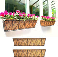 LaLaGreen Outdoor Wall Planters - 2 Pack, 30 Inch Deck Railing Hanging Pot, Over The Rail Window Flower Boxes Black Plant Basket Attach to House with Coco Liner Metal Fence Balcony Patio Porch