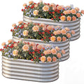 AHEONLAR 3 Pack 4×2×1.5ft Galvanized Raised Garden Beds Outdoor, Sturdy Planter Boxes for Vegetables, Fruits, Flowers and Plants, Easy Assembly, Silver