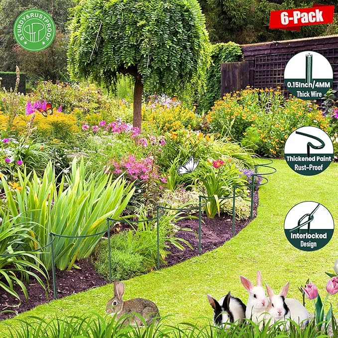 Half Round Snake Plant Support Stakes, Plant Ring for Peonies, Hydrangeas, ZZ, and More - Sturdy, Rust-Proof Plant Support Cages for Indoor and Outdoor Potted Plants (6 Pack, 14x8Inch)