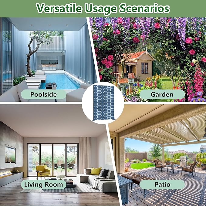 Casaphoria Metal Privacy Screen Outdoor, 72" H x 47" W Freestanding Decorative Privacy Screen for Patio Deck Balcony Garden with Stable Base, Blue-Square