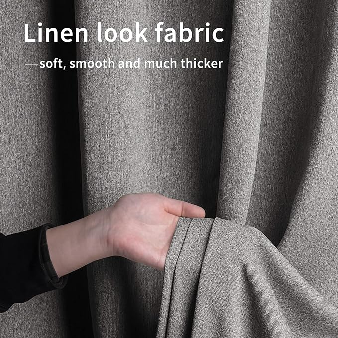 Easy-Going Linen Look Outdoor Curtains Waterproof Windproof Porch Curtains, Soft Thicken Outdoor Privacy Curtains for Patio, Gazebo, Grommet Top and Tab Bottom Drape, 1 Panel, 110x108 inch, Grey