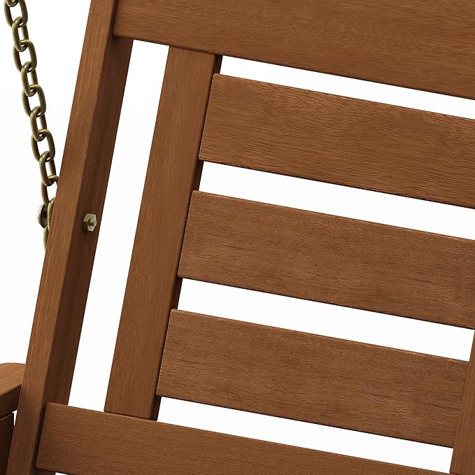 Furinno Tioman Hardwood Patio / Garden / Outdoor 2ft Porch Swing, 1 Seater with Hanging Chains, Natural