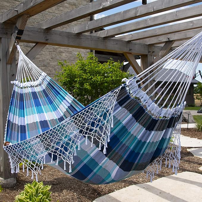 Vivere Authentic Brazilian Cotton Hammock - 450 lb Capacity (Marina)