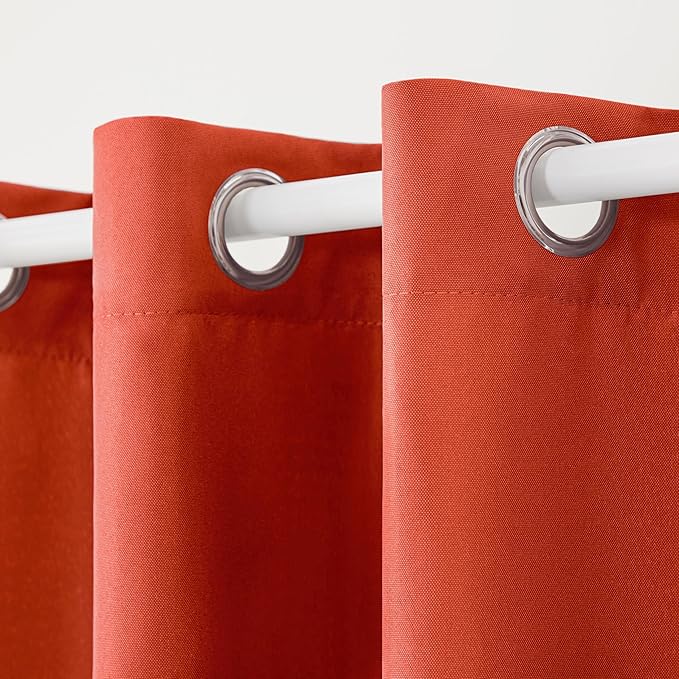 TOWN & COUNTRY BASICS Cabana Solid Heavyweight Indoor Outdoor Curtains, Light Filtering Opacity with Grommet Top, Water Repellent, 2-Pack Set, 54"x84", Mecca Orange