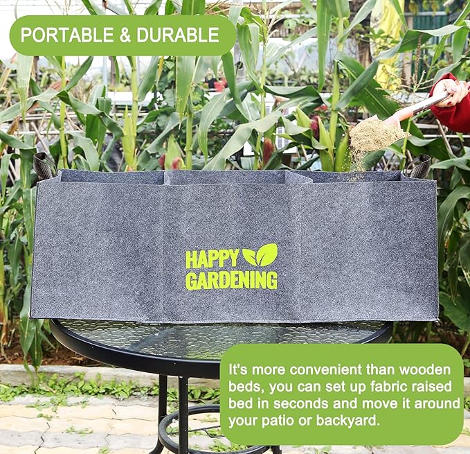 Fabric Grow Bags, 2-Pack Raised Garden Bed with Handle for Vegetable Herbs Gardening, Fabric Plant Pots Planter Indoor Outdoor, 3 sq. ft.