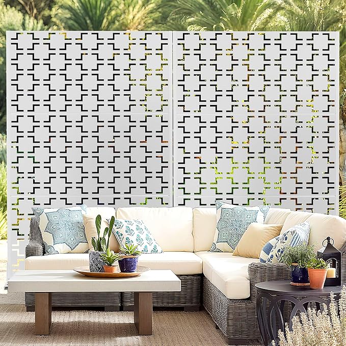 Outdoor Privacy Screen,72" H×47" W Metal Privacy Screen, Freestanding Privacy Fence Panels for Patio