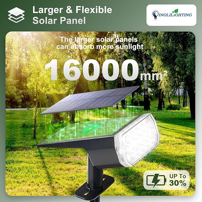 DINGLILIGHTING Solar Lights Outdoor Waterproof: IP65 Led Spot Light Decorations for Garden - 3 Lighting Modes Solar Powered for Yard - Halloween Christmas Lights Landscape Pathway Patios 4PC White