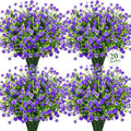20 Bundles Artificial Flowers for Outdoors Fake Plastic Flowers UV Resistant Realistic Faux Plants Shrubs for Spring Summer Garden Porch Yard Patio Planter Window Box Home Decor, Purple