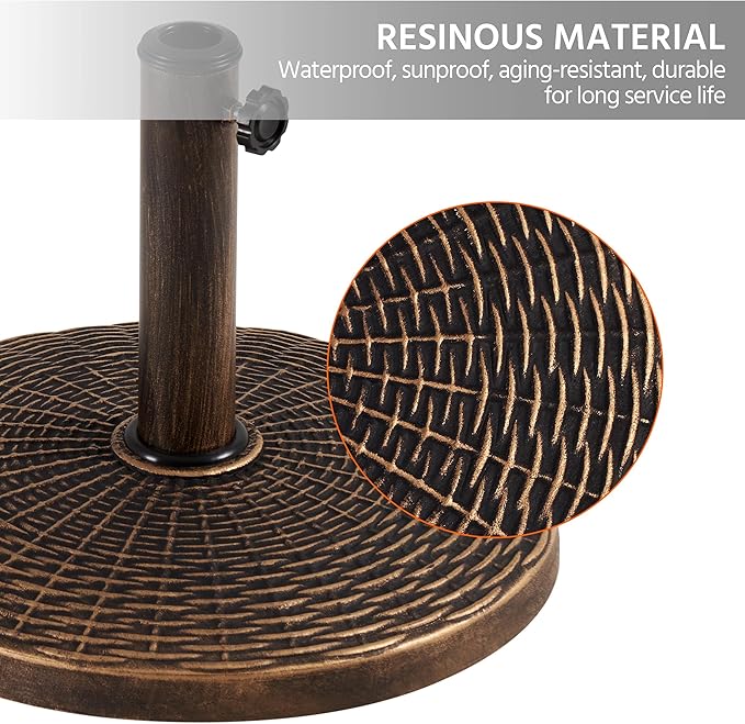 Yaheetech 22 lbs Heavy Duty Outdoor Umbrella Base 18" Round Patio All-Weather Umbrella Stand Market Umbrella Base for Garden & Lawn, Bronze