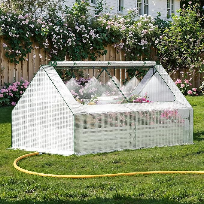 Raised Garden Bed with Self-Watering System, 6x3x1 ft Elevated Planter Boxes Outdoor with PE Cover, Galvanized Raised Beds for Gardening,Vegetables,Flowers, Backyard, Patio