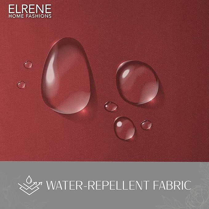 Elrene Home Fashions Matine Weatherproof Tab-Top Indoor/Outdoor Solid Color Curtain Panel for Porch, Pergola, Patio, Deck, 52”W x 95”L, Red