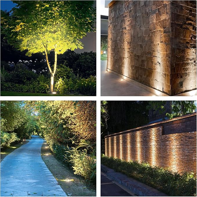JESLED Landscape Lighting 6W LED Well Lights, 12V 24V Ground Lights 6000K Bright White, IP67 Waterproof Low Voltage Landscape Light Spotlight for Driveway Deck Patio Yard Garden Outdoor (6 Pack)