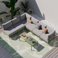 Sundale Outdoor 7 Pieces Metal Patio Furniture Set, Outdoor Sectional Sofa with 6 Inch Olefin Cushion, Modern Outdoor Conversation Sets for Backyard, Poolside, Sunroom