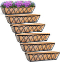 6pcs 24 Inch Window Deck with Coco Liner, 24" Window Boxes Horse Trough with Coconut Coir Liner, Metal Hanging Flower Planter Window Basket Deck Railing Planter Boxes for Outdoor Indoor Lawn