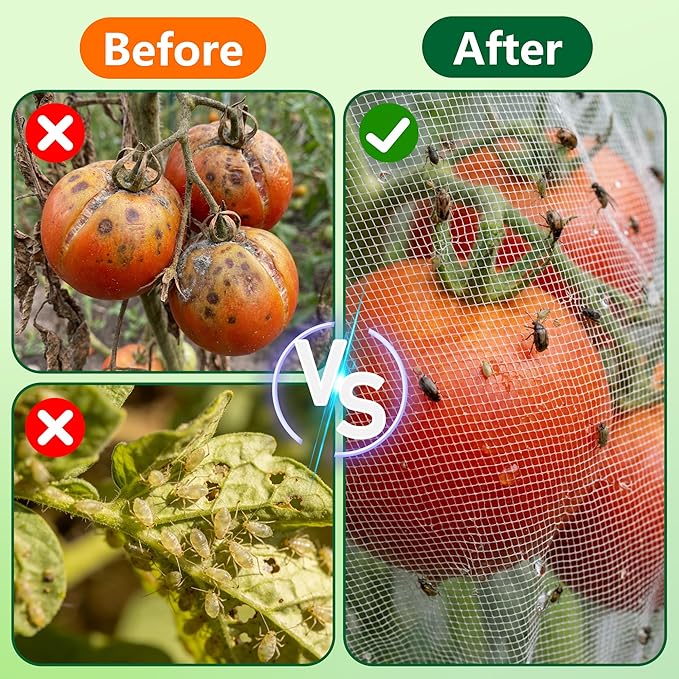 4 Pcs Garden Bird Netting Cover for Round Tomato Cage, 59" x 18" Tomato Trellis Insect Barrier Protection Mesh, Plant Cage Garden Net Cover with Zipper for Vertical Climbing Plants Vegetables Fruits