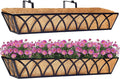 30 Inch Window Deck with Coco Liner Set of 2, 30" Window Boxes Horse Trough with Coconut Coir Liner,Metal Hanging Flower Planter Window Basket Deck Railing Planter Boxes for Outdoor Indoor Lawn