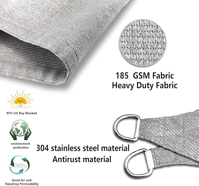 Tronssien Rectangle 10'x13' Sun Shade Sail,95% UV Blockage Canopy Awning for Outdoor Patio and Garden, Yard Activities