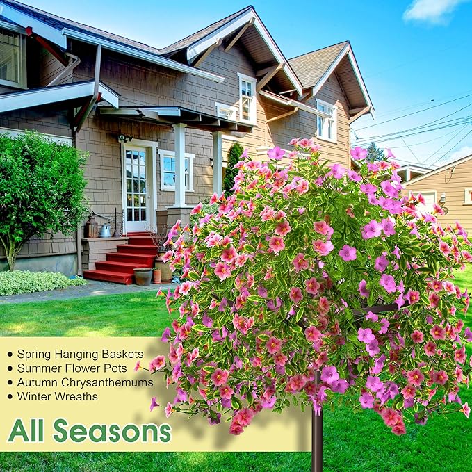 Tellingyou 2 Pack Adjustable Outdoor Flower Pot Stand, Metal Outdoor Plant Stands, Spring Summer Versatile Plant Stand Garden Stake for Display Plants, Elegant Solution for Landscaping Decor (Brown)