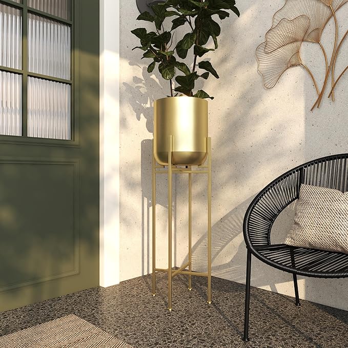 Deco 79 CosmoLiving by Cosmopolitan Modern Metal Round Planter, 13" x 13" x 41", Gold (081569)
