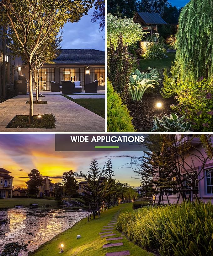 L LOHAS LED Outdoor Landscape Lighting, Auto On/Off 3000K Low Voltage Landscape Lighting, IP66 Waterproof Spot Lights for Yard, Outside, Garden, House, Pathway, Plant, Holiday Decor (8 Pack)