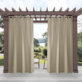 Exclusive Home Cabana Solid Indoor/Outdoor Light Filtering Hook-and-Loop Tab Top Curtain Panel Pair, 54"x144", Taupe
