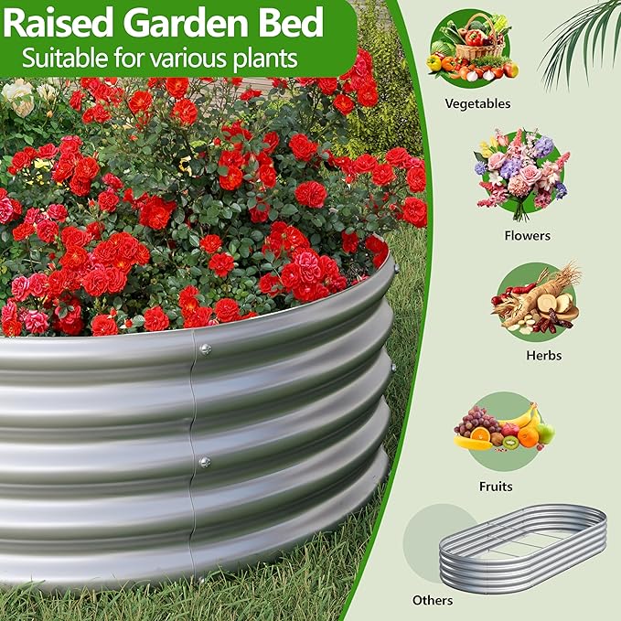 2PCS 6x3x1ft Galvanized Metal Raised Garden Bed Kit,Outdoor Planter Box Vegetables,Flowers,Herbs Durable Rust-Resistant Patio Gardening Beds