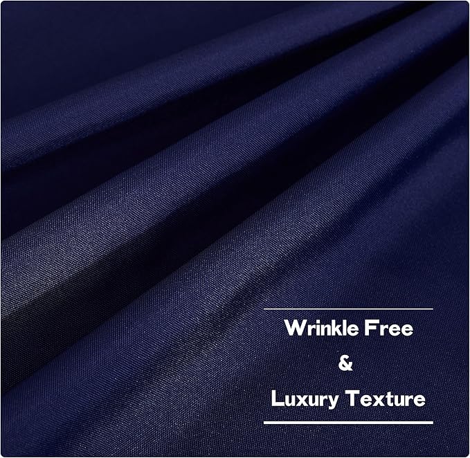 NICETOWN Outdoor Curtains for Patio Waterproof Extra Long W55 x L108 Inch, Thermal Insulated Stainless Steel Grommet Privacy Vertical Drapes for Porch/Yard, Set of 2, Navy Blue
