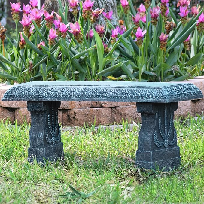 Arcadia Garden Products Outdoor Fiberclay Garden Bench for Patio, Porch, Park, Lightweight and Durable Outside Furniture Decor, Brushed Teal