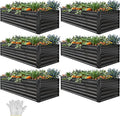YITAHOME 6pcs 6x3x2 ft Galvanized Raised Garden Bed Kit, Large Metal Planter Box with Gloves & Support Rod, Outdoor Flower Bed for Plants Vegetables, Black