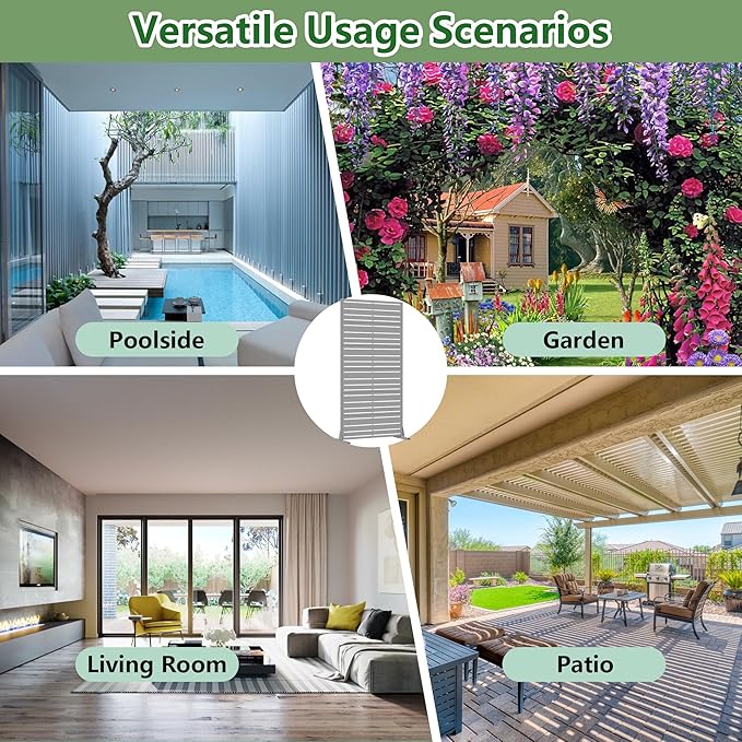 Casaphoria Metal Privacy Screen Outdoor, 72" H x 35" W Freestanding Decorative Privacy Screen for Patio Deck Balcony Garden with Stable Base, Grey-Benjamin