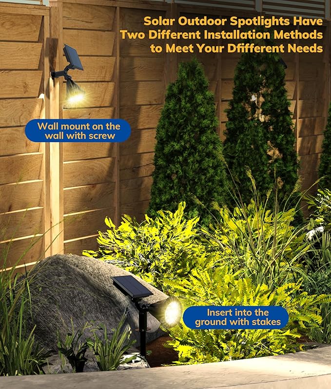 Solar Spot Lights for Outside, 21 LED Outdoor Solar Lights for Yard, 4 Pack Solar Spotlights Waterproof Auto On/Off for Landscape, Wall, Garden, Pool, Tree, Pathway and Driveway(Warm White)