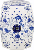 Safavieh Castle Gardens Collection Glazed Ceramic Blue Cloud 9 Chinoiserie Garden Stool