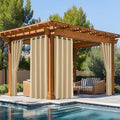 NICETOWN Fade Resistant Outdoor Curtains for Patio Waterproof, Lightfastness Grade 4 Longlasting Outside Drapes for Porch, Gazebo, Sun Blocking Blackout Shades 2 Panels, Biscotti Beige, W52 x L84 in