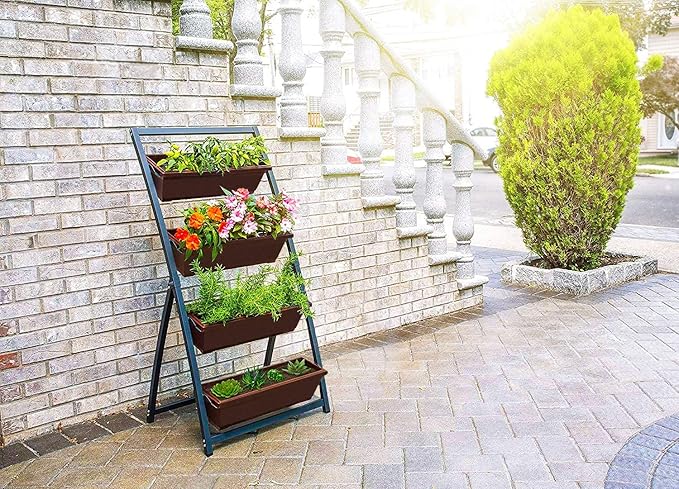 Outland Living 4-Ft Raised Garden Bed - Vertical Garden Freestanding Elevated Planters 4 Container Boxes - Good for Patio Balcony Indoor Outdoor - Perfect to Grow Vegetables Herbs Flowers
