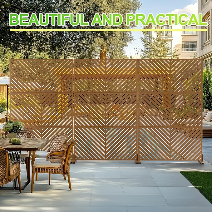 Outdoor Privacy Screen,72" H×47" W Metal Privacy Screen, Freestanding Privacy Fence Panels for Patio