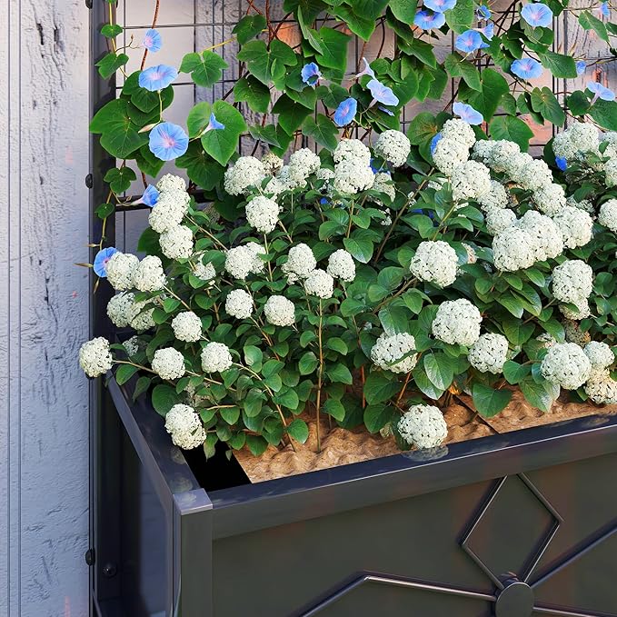 Outsunny Planter Box with Trellis, 35.4 x 15.7 x 47.2 inch Raised Garden Bed with Drainage Holes, Planters for Outdoor Plants, Vegetables, Flowers, Herbs, Trellis Planter, Black