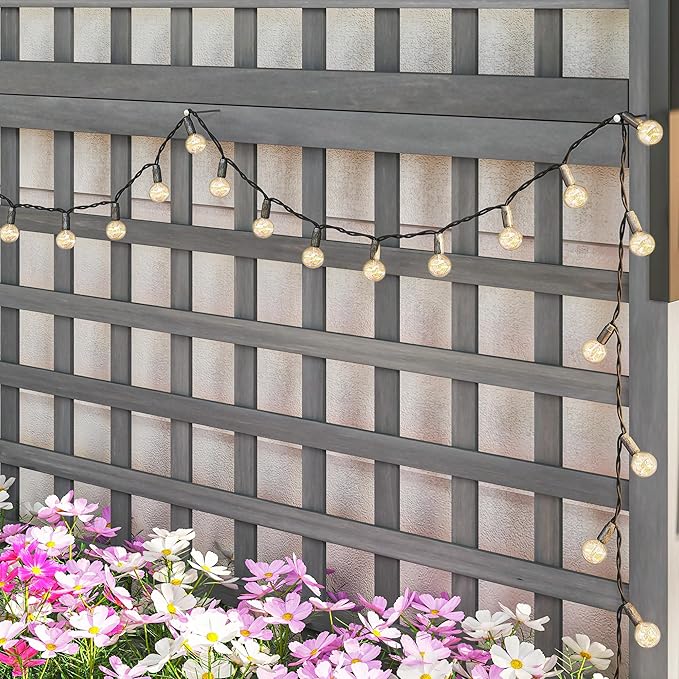 Outsunny Wood Planter with Trellis, Raised Garden Bed for Climbing Plants w/Drainage Holes and Roof, 35.5" x 17.75" x 72", Dark Gray