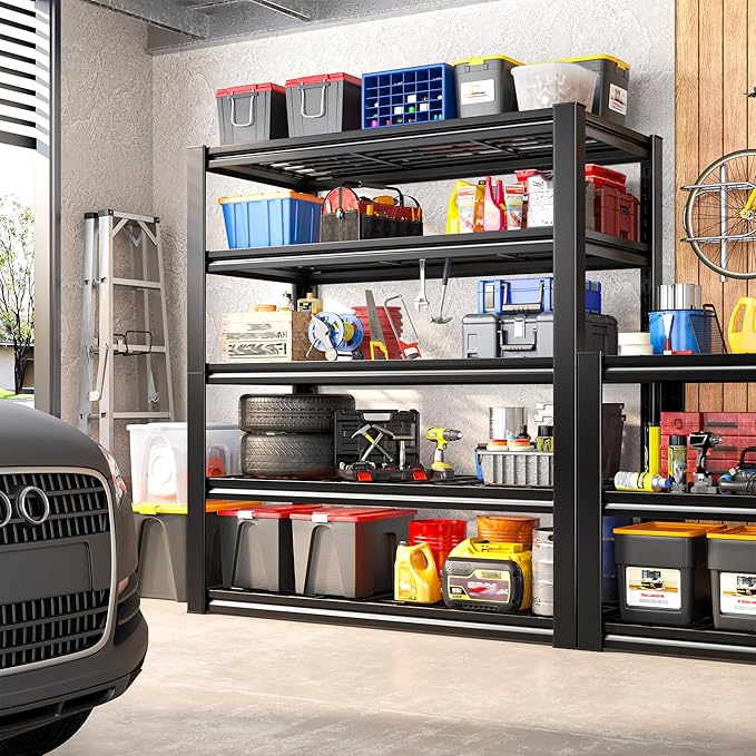 REIBII Garage Shelving 3200LBS, 5-Tier Storage Shelves, Adjustable Industrial Metal Shelving Unit for Garage, Basement, Pantry, Warehouse,Commercial, 36" W x 16" D x 72" H, 3 Pack