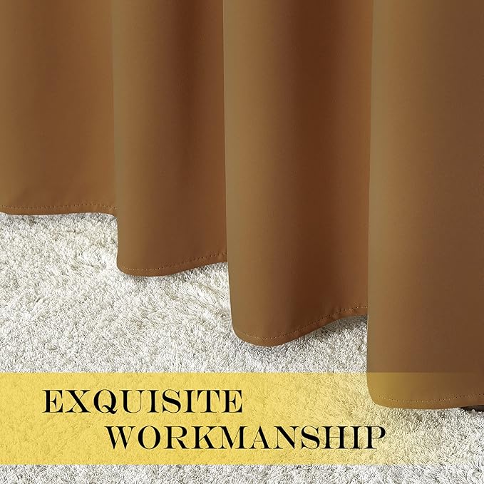 NICETOWN Blackout Doorway Curtain Drape 78 inch Long - Grommet Noise Reducing Thermal Insulated Solid Modern Window Treatments for Bedroom Closet (1 Panel, 52 x 78 Inch, Gold Brown)