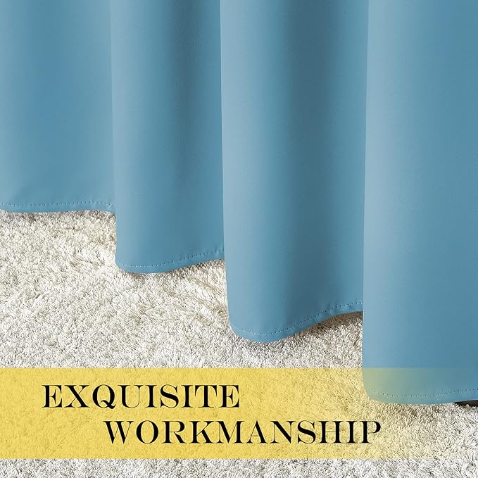 NICETOWN Blackout Curtain Panel 63 inch Long for Window - Thermal Insulated Solid Grommet Blackout Drape for Bedroom Living Room Kitchen (Single Panel, 52W x 63L, Sky Blue)
