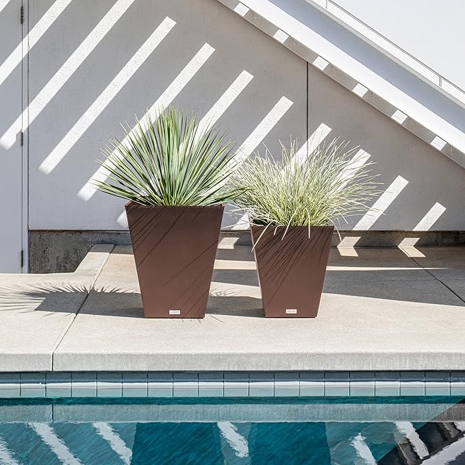 Veradek Pure Series Nobleton Plastic Planter - Large Pots for Indoor or Outdoor Porch/Patio | Durable All-Weather Use with Drainage Holes | Modern Planter Décor for Flowers, Shrubs, Trees