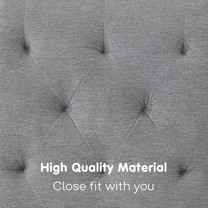 Tufted Soft Chaise Lounge Chair for Bedroom, Linen Rivets Chaise Lounge Indoor, Armless Upholstered Chaise Couch Chair for Living Room with Square Cushions and Solid Wood Legs, Gray
