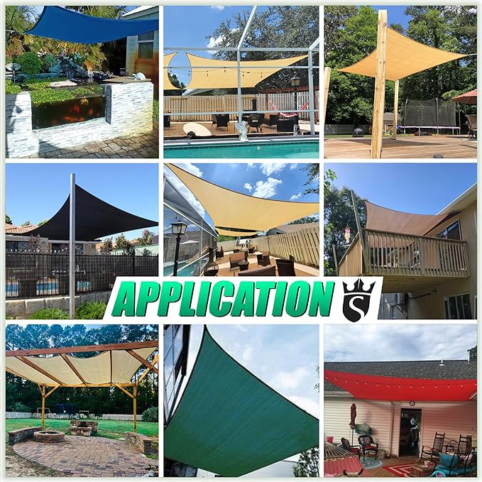 Royal Shade 10' x 20' Beige Rectangle Sun Shade Sail Canopy Outdoor Patio Fabric Screen Awning RTAPR1020 - UPF50+ 95% UV Blockage, Heavy Duty, Water & Air Permeable (We Make Custom Size)
