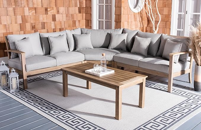 SAFAVIEH Couture Outdoor Patio Furniture Collection – Santa Cruz Coffee Table, Natural Eucalyptus Wood Slatted Top, Modern Outdoor Accent Table (CPT1016A)