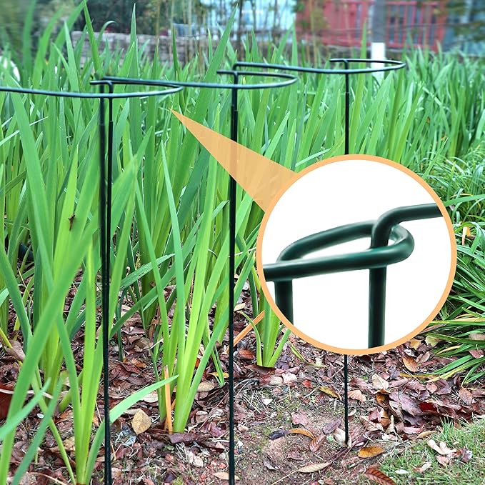 TCBWFY Plant Support Stakes for Large Heavy Plants,10PCS Peony Supports 14"x32" Heavy Duty 5mm Wire Peony Cages,Interlock Garden Supports Ring Border Support,Plant Support Cage for Rose Flowers