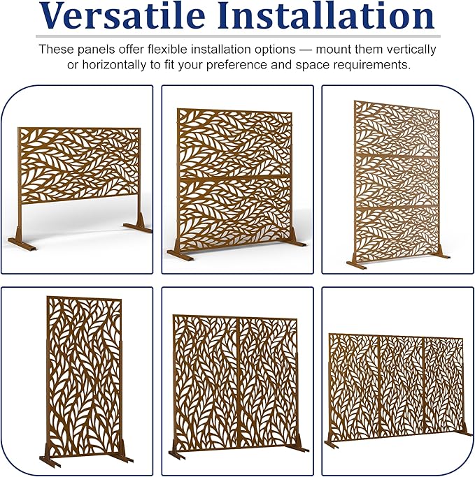 Outdoor Privacy Screen,72" H×47" W Metal Privacy Screen, Freestanding Privacy Fence Panels for Patio