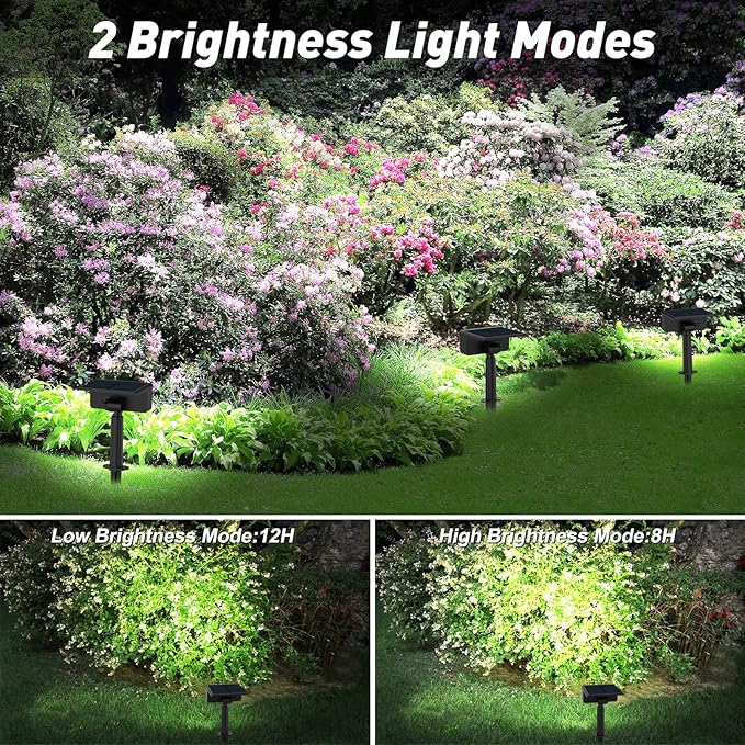 T-SUN Solar Spot Lights Outdoor, 8 Pack 49LED Landscape Spotlights, 2 Lighting Modes Auto ON/Off Solar Lights for Trees, Garden, Yard, Pathway, Driveway(White)