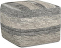 SIMPLIHOME Clay Square Pouf - 18 inch Wide Upholstered Cotton Ottoman in Grey Melange, Boho Footstool, Decorative Cube Pouf or Extra Seating for Living Room, Bedroom, or Kids Room, Assembled